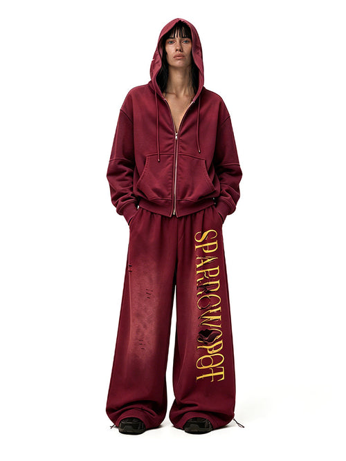 Distressed Baggy Barrel Sweatpants
